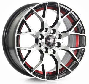 1415 - BLACK MACHINE FACE+INEER RED LINE 15x7.0 4X108/114.3