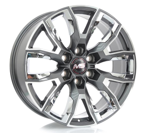 1442 - GUN METAL MACHINE FACE+CHROME INSERT 6X139.7 20x9.0 R2025030