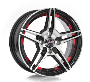 1504 - BLACK MACHINE FACE+INNER RED 4X100 14x6.0 R1461094