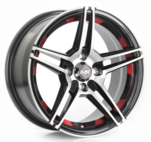 1504 - BLACK MACHINE FACE+INNER RED LINE 4X100 15x7.0 R1561109