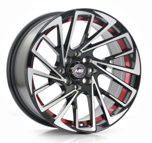 1509 - BLACK MACHINE FACE+INEER RED LINE 15x7.0 4X108/114.3