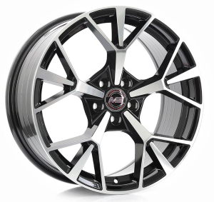 Rin 4391 - BLACK MACHINE FACE 4X100 | 5X100 | 5X112 17x7.5 R1725103 con barrenación 4-100 | 5-100 | 5-112