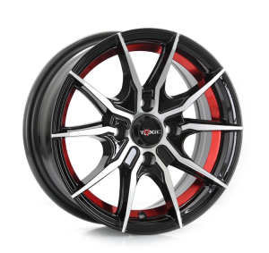 B-346 - BLACK MACHINE FACE+INNER RED LINE 13x5.5 4X100