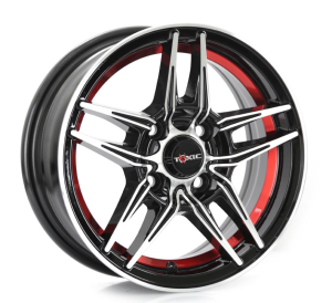 B-347 - BLACK MACHINE FACE+INNER RED LINE 13x5.5 4X100