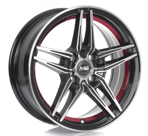 B-347 - BLACK MACHINE FACE+INNER RED LINE 4X100 14x6.0 R1423056