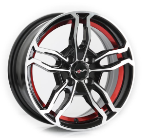 B-359S - BLACK MACHINE FACE+INNER RED LINE 14x6.0 4X100