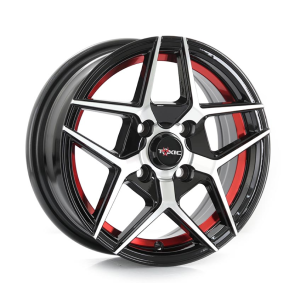 B371S - BLACK MACHINE FACE+INNER RED LINE 13x5.5 4X100