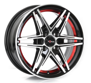 C-119 - BLACK MACHINE FACE+INNER RED LINE 14x6.0 4X100