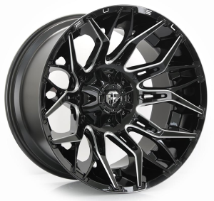 D769-TWITCH - GLOSSY BLACK MILLED 22x12 5X114.3/127