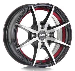 E-072 - BLACK MACHINE FACE+INNER RED LINE 4X100 14x6.0 R1423052