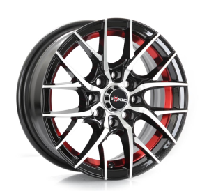 E077S - BLACK MACHINE FACE+RED LINE 13x5.5 4X100/108