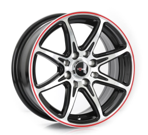 E112S - BLACK MACHINE FACE+RED LINE 14x6.0 4X100/108 | 4X100/114.3