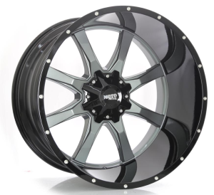 MO970 - GLOSS GRAY CENTER GLOSS BLACK LIP 24x14 6X135/139.7