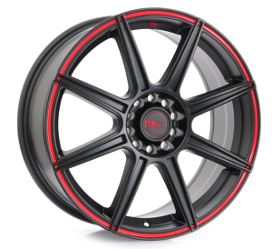 MR142-CS8 - SATIN BLACK WITH RED STRIPE 5X112/114.3 18x8.0 R1841005