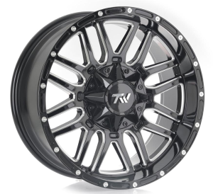 T7-11BM - GLOSS BLACK MILLING WINDOWS+MILLING RIVETS 20x9.0 6X135/139.7