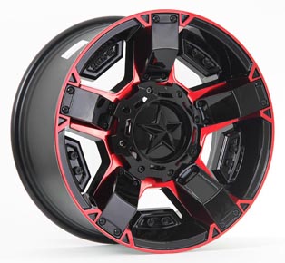 XD811-RS2 - RED TINTED CLEAR FACE W SATIN BLK WINDOWS 18x9.0 6X135/139.7